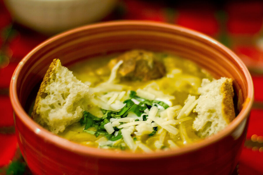Roasted garlic, caramelized onion, butternut squash, eggplant soup
