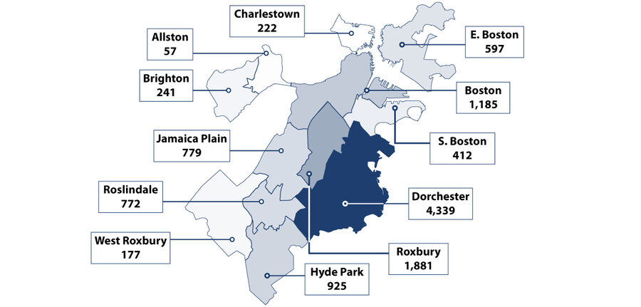 Number of Puerto Ricans under the age of 19 living in ZIP Codes serviced by Boston Public Schools