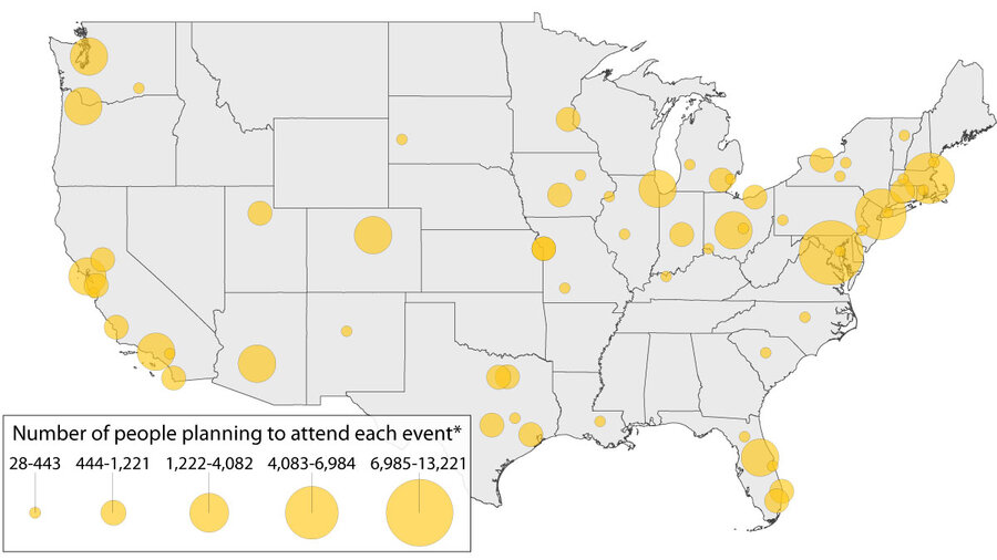 Activism by students against current gun laws in the wake of the school shooting in Florida on Valentine&#039;s Day range from a ‘Lie-in’ protest on the sidewalk near the White House this week to visiting state legislators. Though many local protests will be spontaneous and difficult to quantify, here are all the marches organized under the banner March for Our Lives on March 24 with at least 150 people indicating &quot;interest&quot; on Facebook. The number of people for each event is derived from those who indicated on Facebook that they are “going” as of Feb. 21.