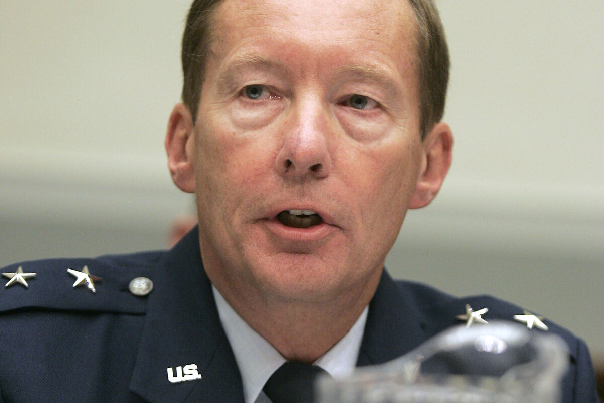 Maj. Gen. Charles Dunlap Jr., deputy judge advocate general of the U.S. Air Force, testifies before the House Armed Services Committee. 