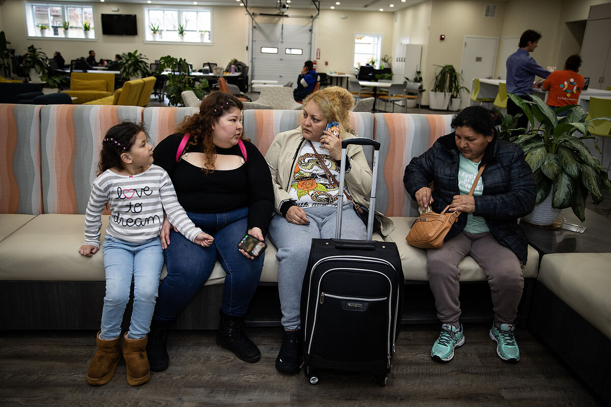 People wait their turn for help at La Colaborativa, in Chelsea, Massachusetts, March 16, 2025. La Colaborativa is a nonprofit offering support to the Latino community such as help learning English and with employment training, immigration questions, housing assistance, and health care referrals.