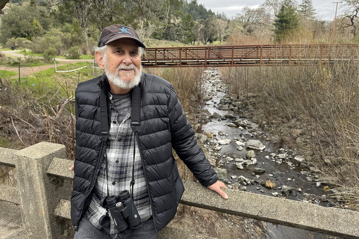 Ecologist Todd Steiner poses by San Geronimo Creek, which he helped rewild. With the dam gone, endangered coho salmon have returned.