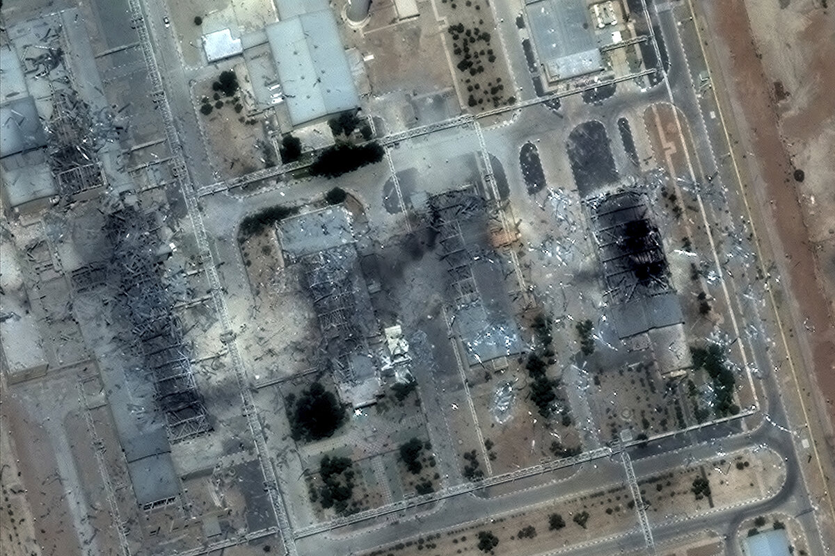 An aerial view shows Iran's damaged Isfahan nuclear technology after U.S. strikes hit the facility over the weekend.