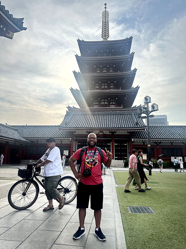 Monitor staff writer Ira Porter stands outside Sensō-ji Temple in Tokyo