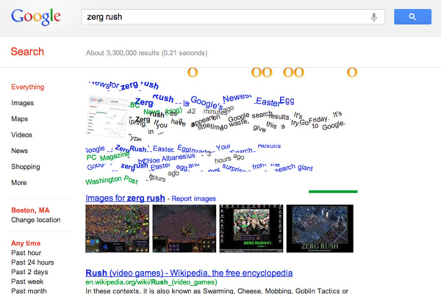 Zerg Rush How To Unlock The Newest Google Easter Egg Csmonitor Com