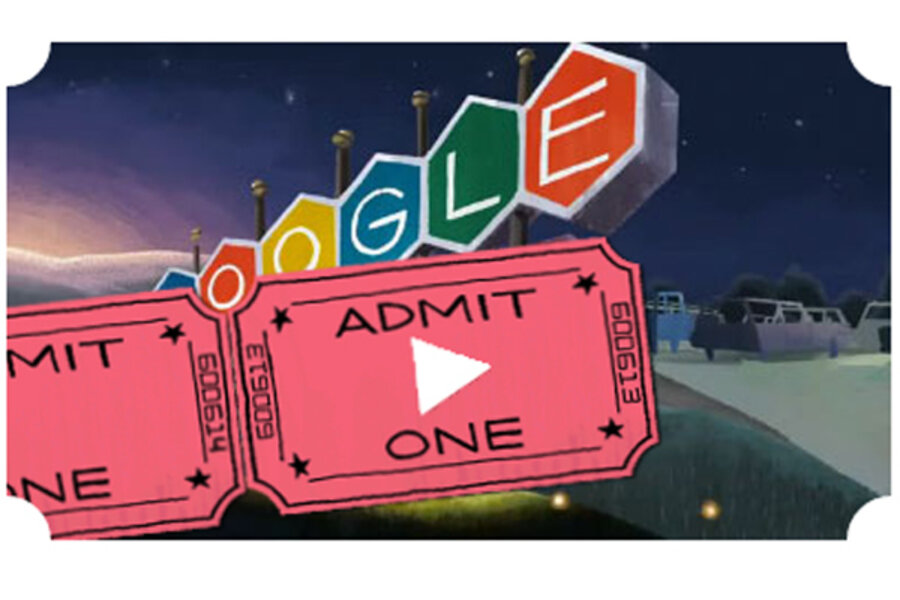 First drive-in theater doodle and the DIY drive-in movie revival