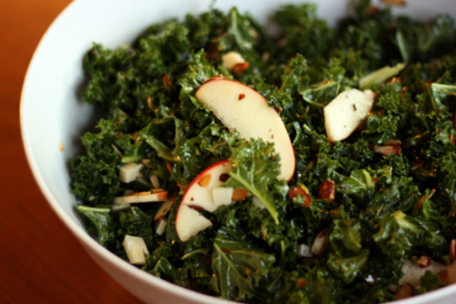 Meatless Monday Kale, apple, almond and Pecorino salad