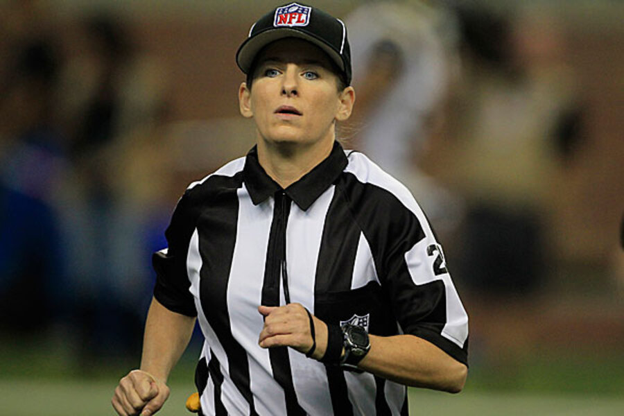 NFL's first female coach and first female on-field official take a moment  for a history-making photo at preseason game