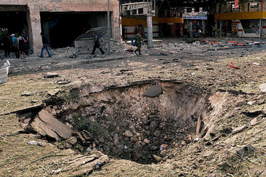 smoking bomb crater