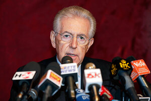 Technocrat Mario Monti Enters Italy Scrum Faces Berlusconi CSMonitor Com   0104 Italy Mario Monti 