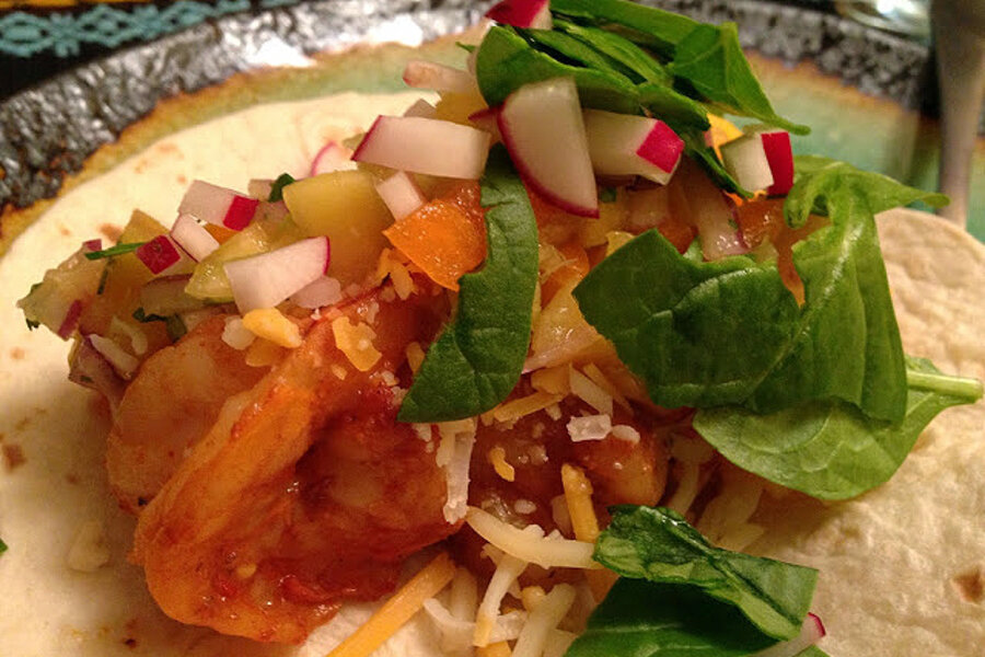 Jamaican shrimp tacos with mango salsa