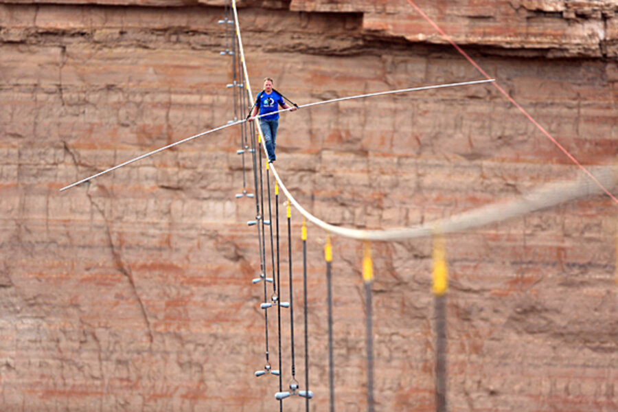 Grand Canyon tightrope walk: What was that huge pole for