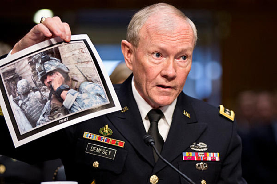 Army Gen. Martin E. Dempsey, center, chairman of the Joint Chiefs