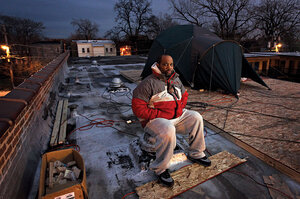 Corey Brooks camped on a rooftop to boost his Chicago neighborhood