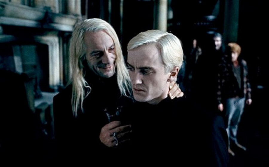 Why do the Malfoys ask Draco to identify Harry?