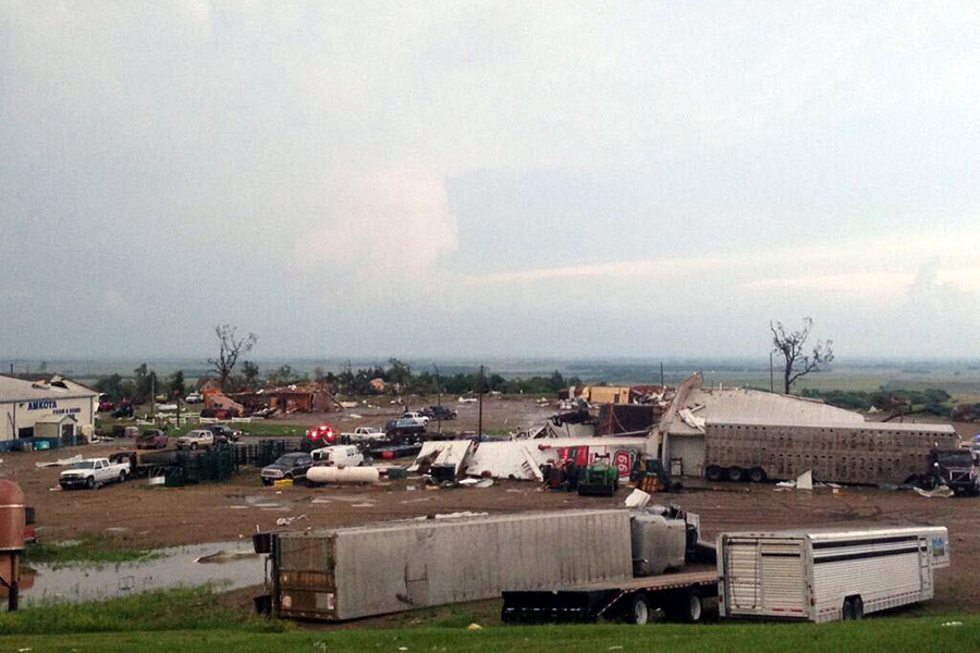 South Dakota tornado razes dozens of homes, injures two