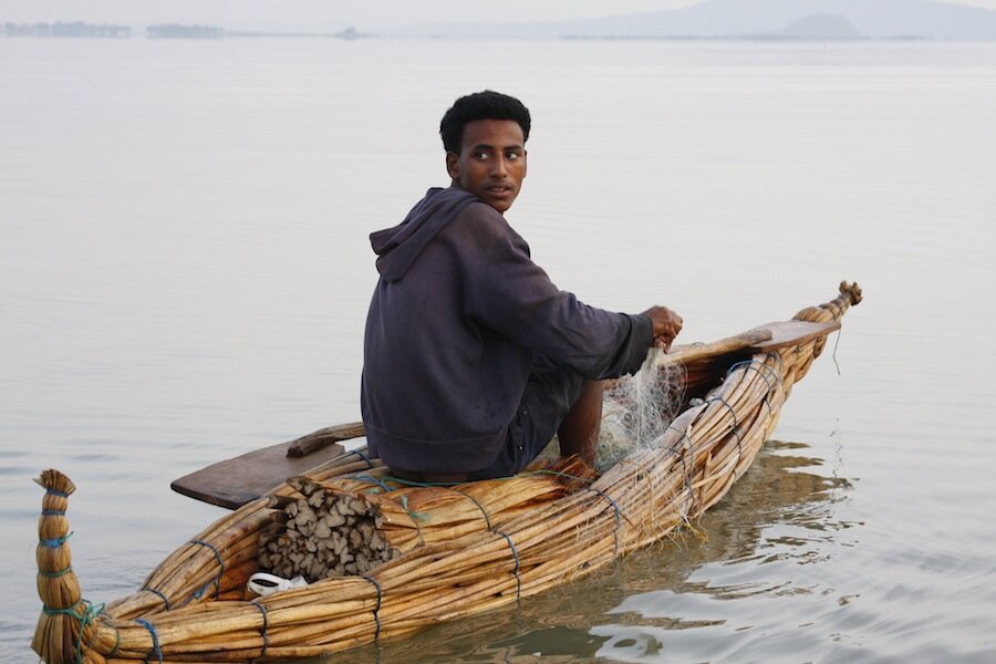 Fishermen ply Ethiopia's largest lake in papyrus boats 