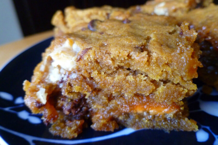 Loaded Pumpkin Caramel Blondies 