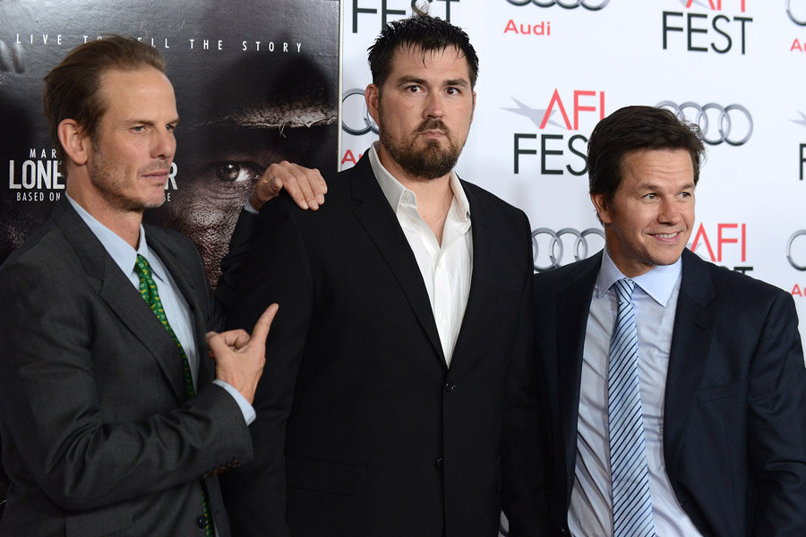 From left, Peter Berg, Retired petty officer 1st class Marcus Luttrell and ...
