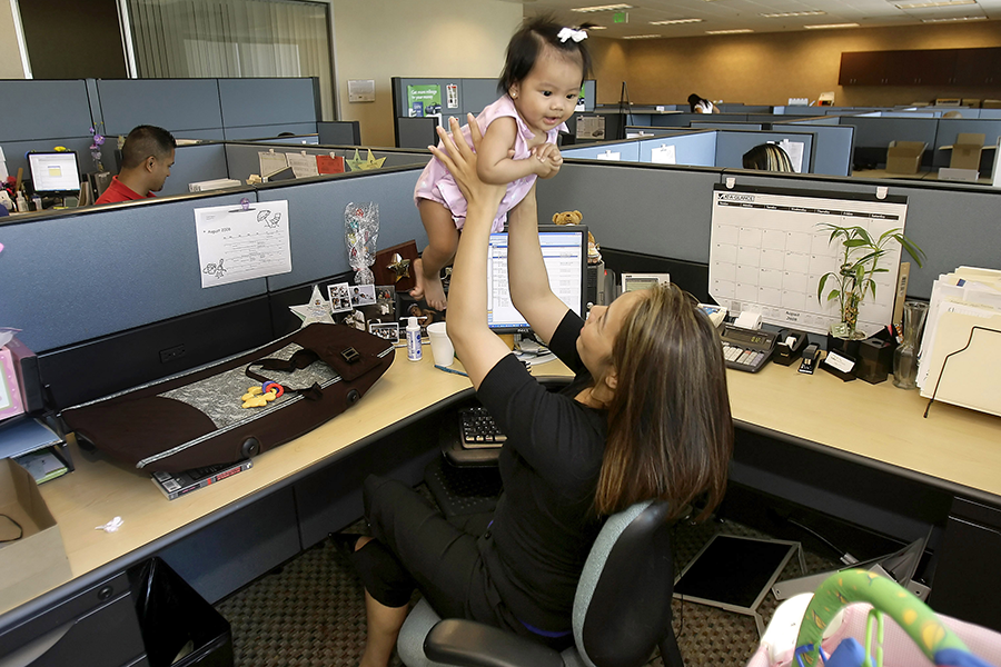 Does an infant belong in the office? 