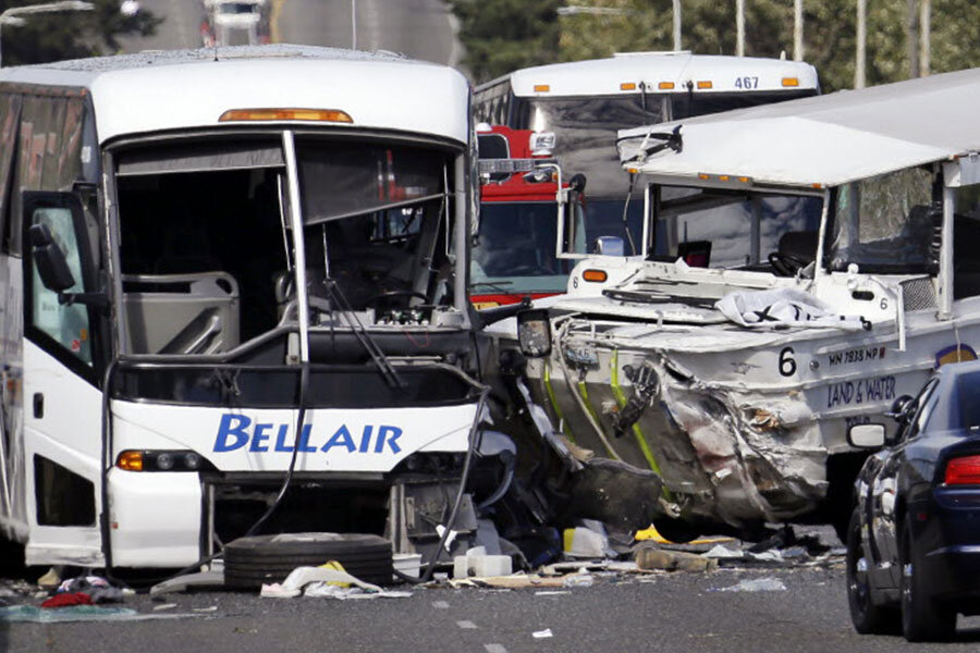 four dead in duck boat, charter bus crash on seattle