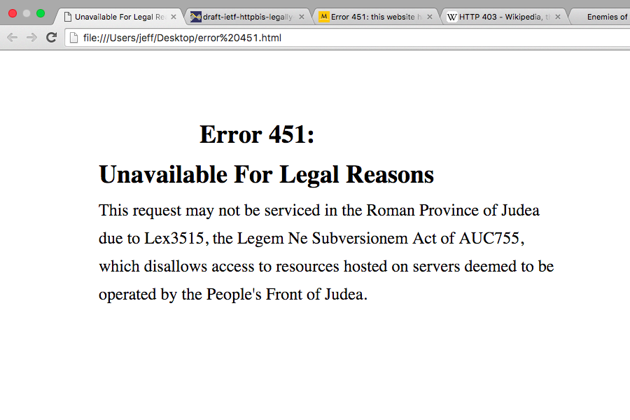 Error 451, el contenido censurado de internet
