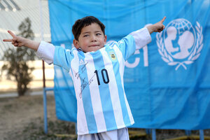 Afghan child gets a Lionel Messi jersey How sports build bridges CSMonitor