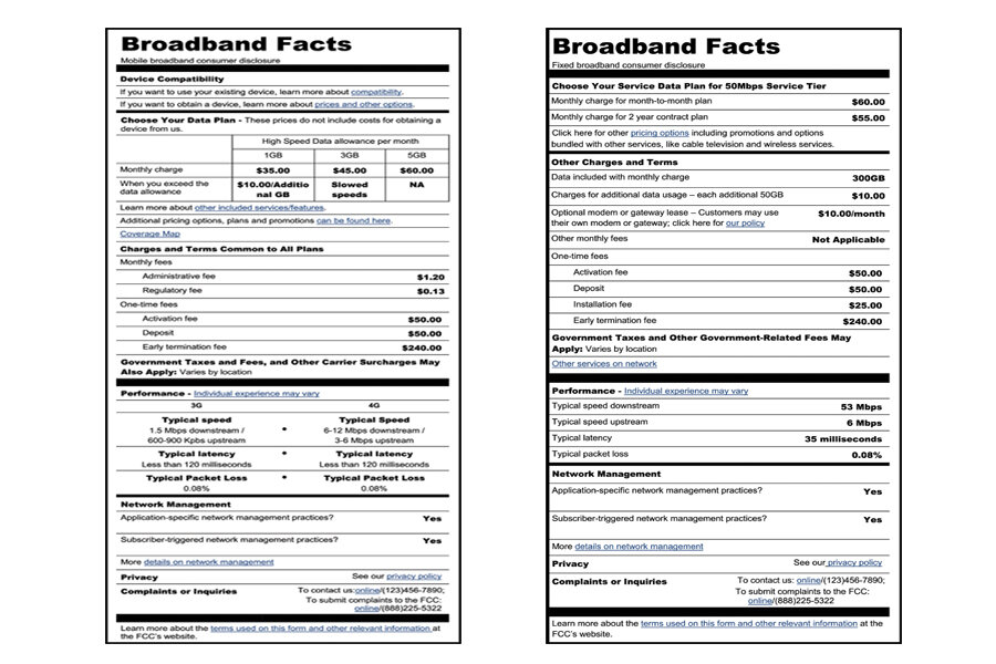 Xfinity Lable New tech 'nutrition labels' help consumers shop for Internet providers ...