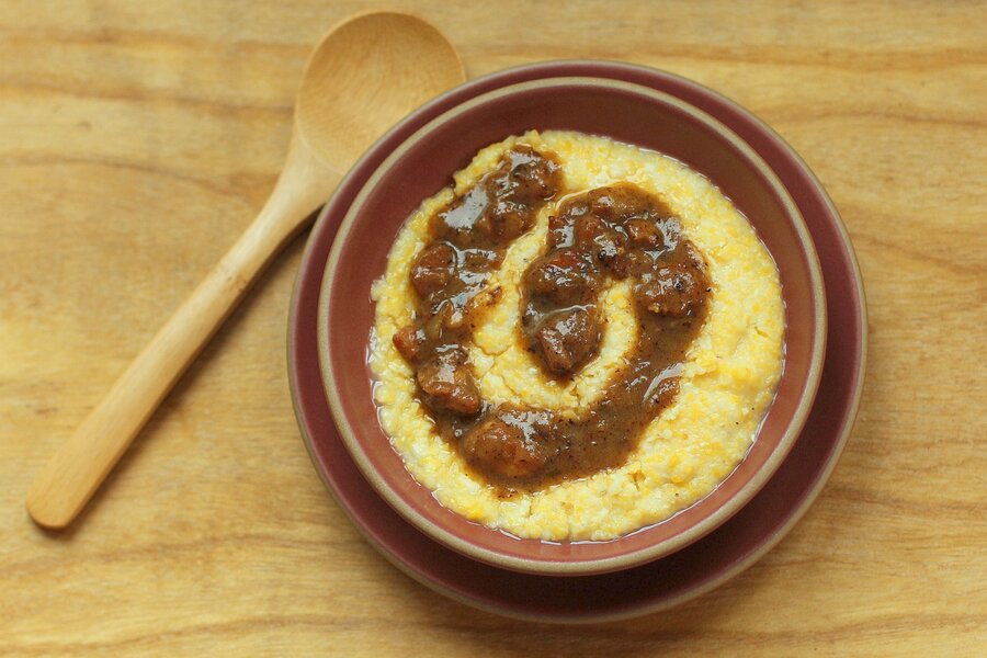 Buttermilk grits with bacon gravy