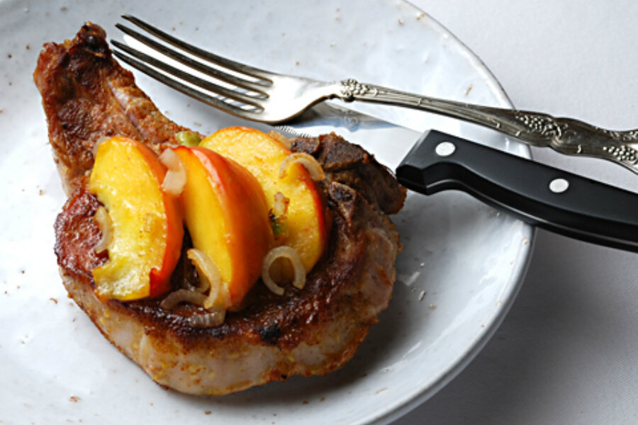 Spicy Pork Chops With Balsamic Peaches