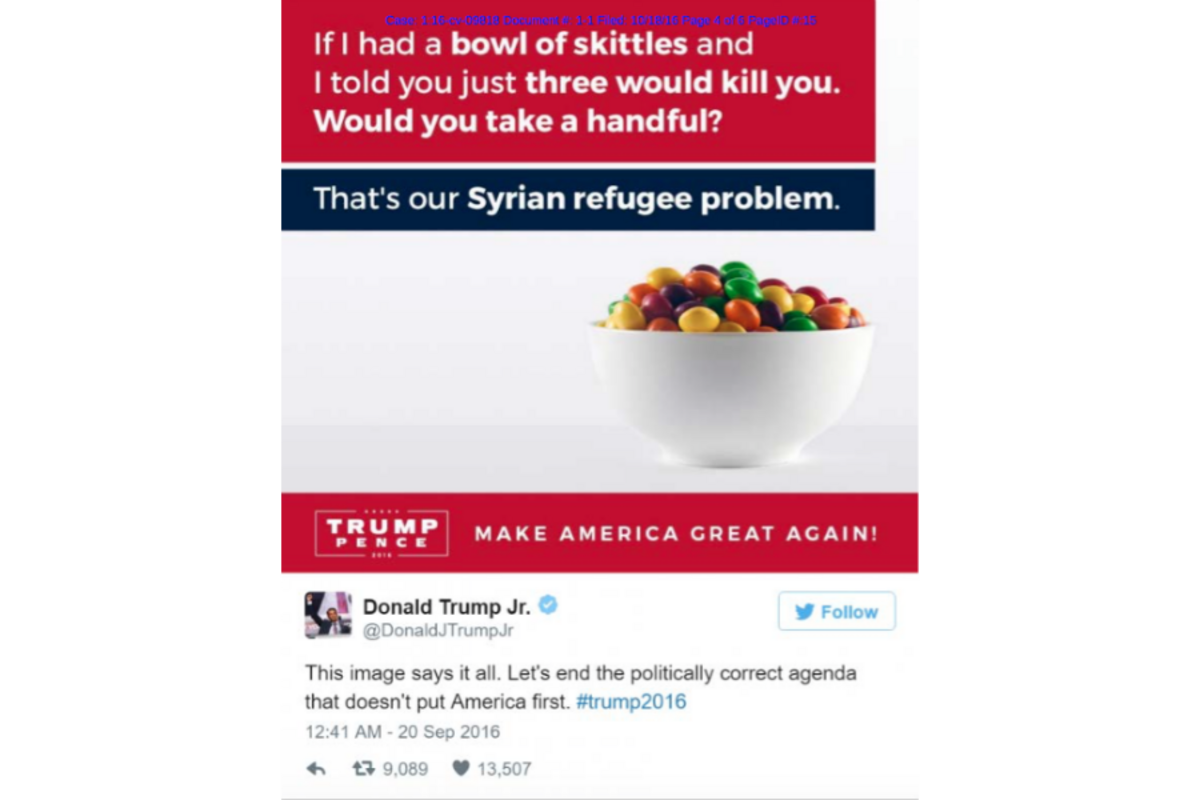 Artist sues Trump campaign over Skittles-as-refugees tweet - CSMonitor.com