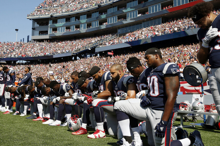 Falcons stand during both anthems; Seahawks protest