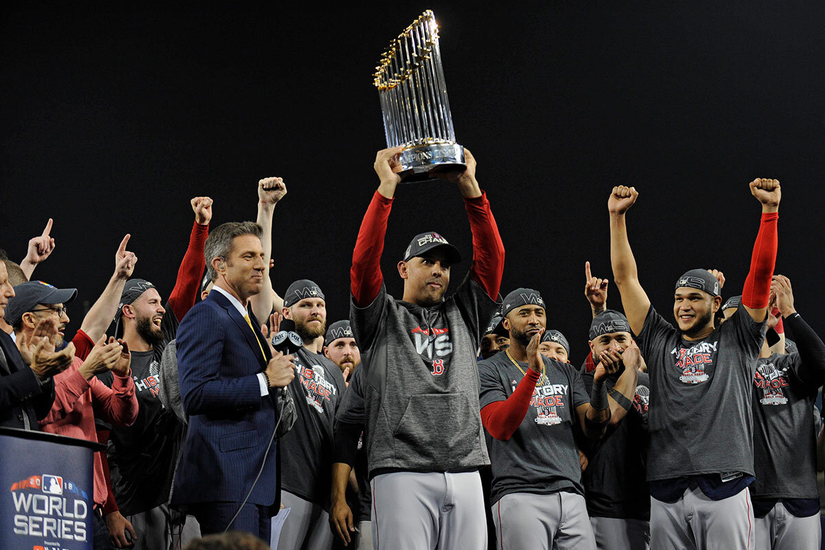 The Red Sox won the 2004 World Series and broke an 86-year curse. Here, Baseball