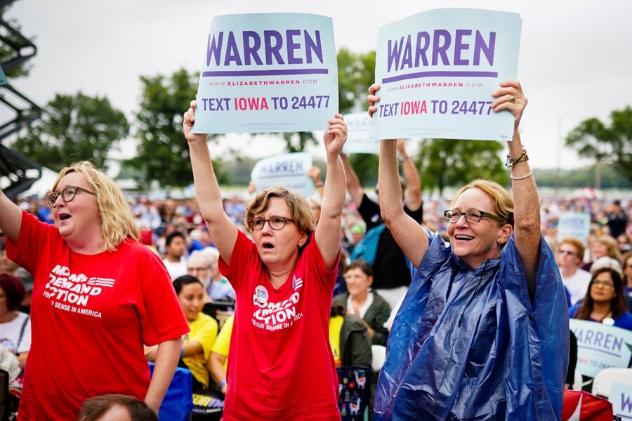 Elizabeth Warren bests Joe Biden as front-runner in Iowa poll ...