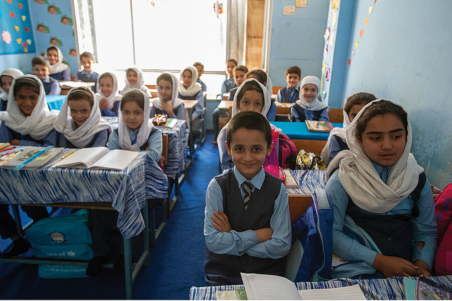 Afghan School Girls Read their Lessons at the Aziz Afghan 
