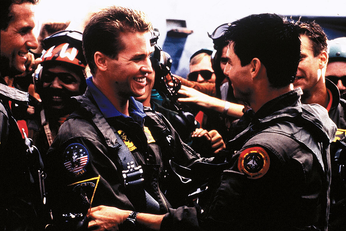 Val Kilmer (left) and Tom Cruise star in "Top Gun" in 1986. 