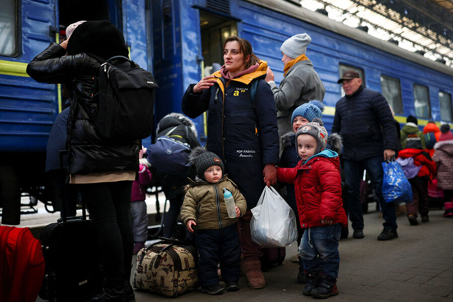 Ukrainian refugees push westward, feeling both relief and sorrow