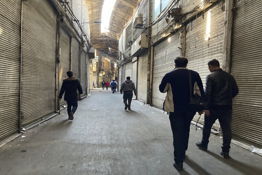Iranian protesters target shops with three-day strike