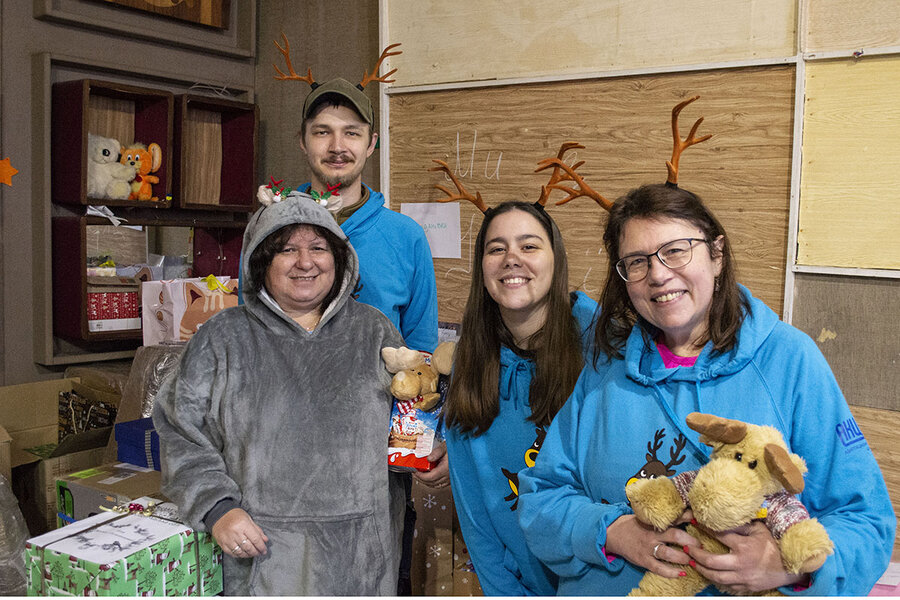 Human reindeer bring Christmas to front-line kids in Ukraine