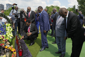 African delegation attend a commemoration ceremony in Bucha