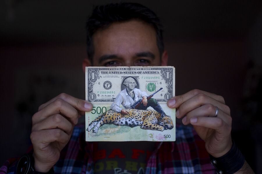 Argentine artists transform inflated peso bills into canvases