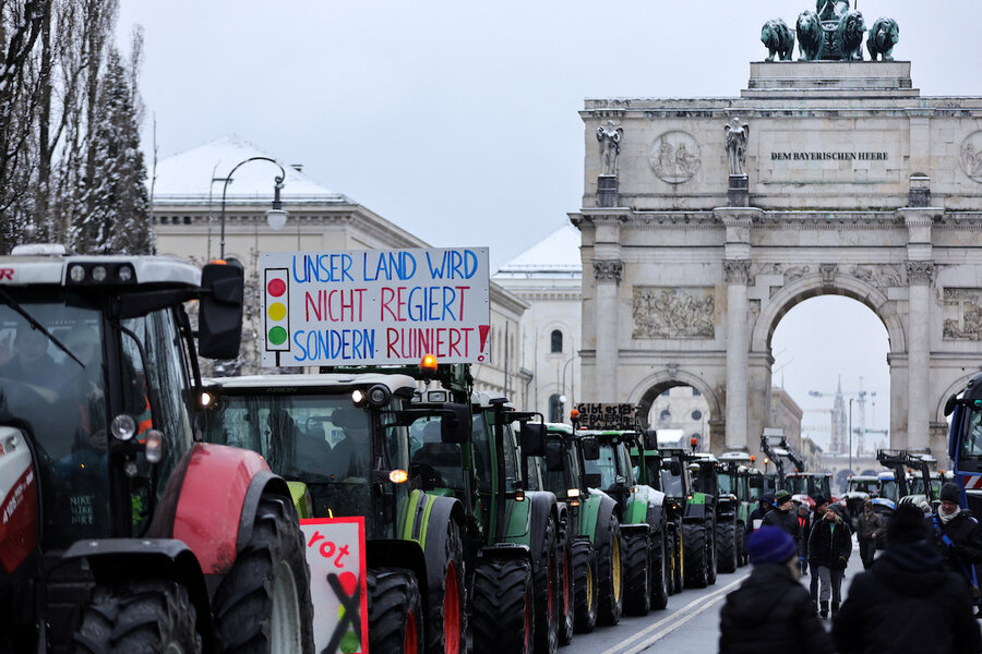 Deutsche Bauern blockieren Straßen mit Traktoren, um gegen die Dieselsteuer zu protestieren