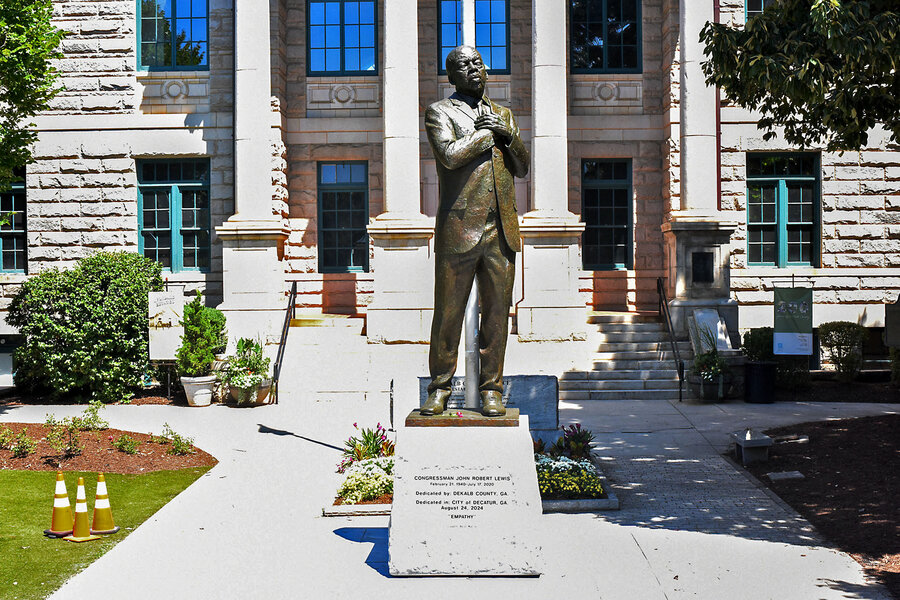 A statue of John Lewis now stands on the site of a Confederate monument