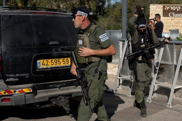 Israeli security forces secure a road after a drone attack allegedly targeted Israeli Prime Minister Benjamin Netanyahu's house in Caesarea, Israel, Oct. 19, 2024. 