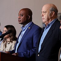 Colombian Foreign Minister Luis Gilberto Murillo attends a press conference at the Colombian Foreign Ministry in Bogota, Colombia, on Jan. 26, 2025.