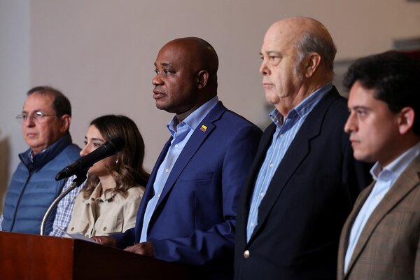 Colombian Foreign Minister Luis Gilberto Murillo attends a press conference at the Colombian Foreign Ministry in Bogota, Colombia, on Jan. 26, 2025.