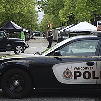 Vancouver Police survey the scene after a driver killed multiple people Saturday during a Filipino community festival, April 27, 2025, in Vancouver, British Columbia.
