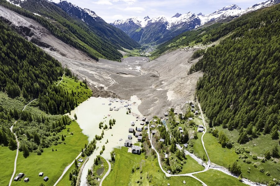 Homes destroyed, river blocked. A Swiss village is buried by glacier debris.