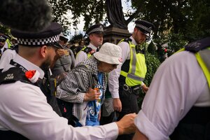 London police said 532 people were arrested Saturday when supporters of a pro-Palestinian group recently outlawed as a terrorist organization intentionally broke the law to test the government’s ability to enforce the ban.
