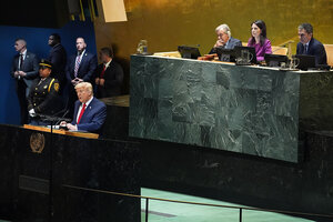 President Trump told the United Nations General Assembly that immigration and green hoaxes are the key threats to international peace and prosperity.